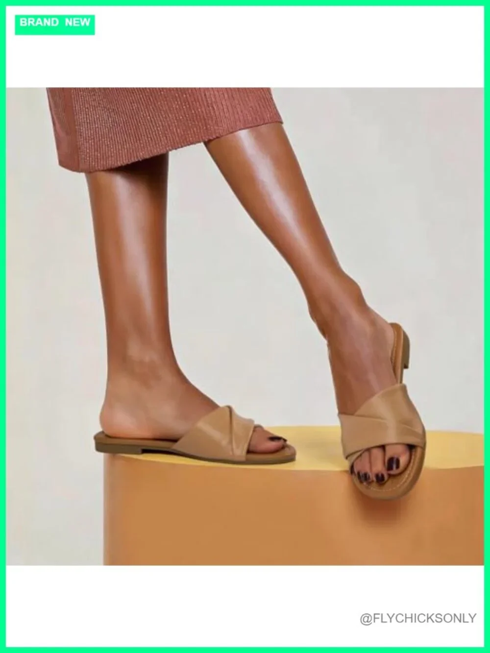 Dressy Summer Flat Sandals with Ankle Strap - Comfortable Slide Sandals for